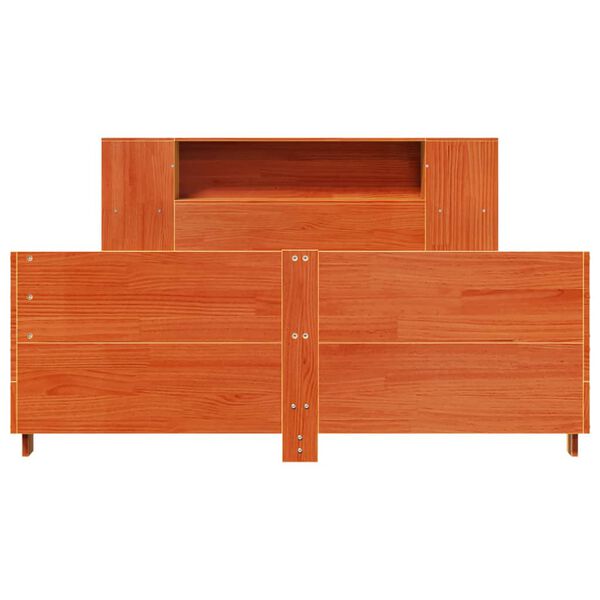 vidaXL Cama sin colch&oacute;n madera maciza de pino marr&oacute;n cera 160x200 cm