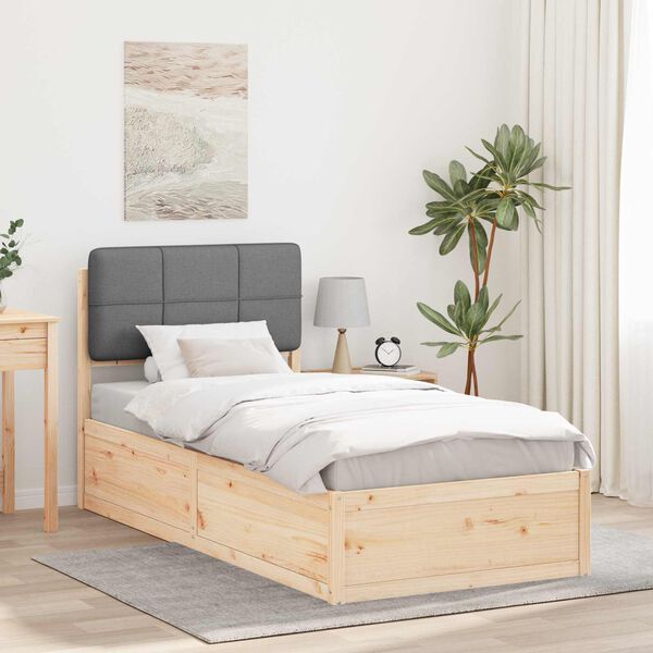 vidaXL Estructura de Cama con Cabecera Tapizada Gris Claro 75 x 190 cm
