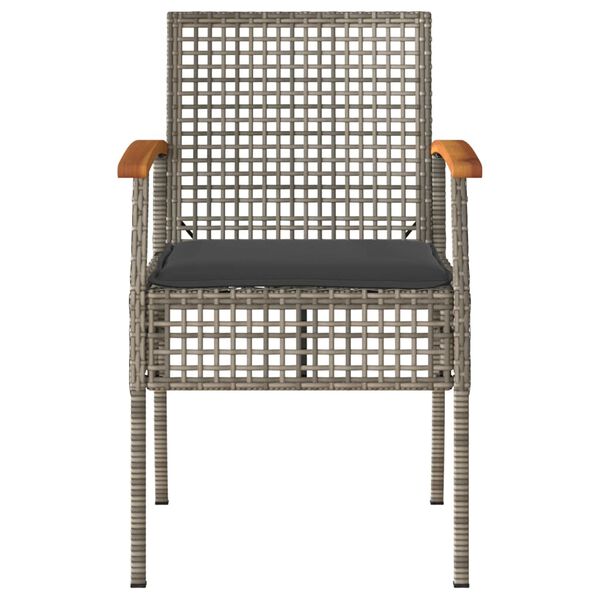 vidaXL Mesita y sillas con cojines 3 pzas rat&aacute;n PE madera acacia gris