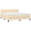 vidaXL Cama box spring colch&oacute;n y luces LED tela crema 160x200 cm