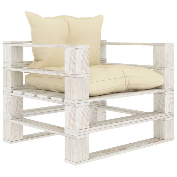 vidaXL Set de muebles de palets de jard&iacute;n 6 pzas madera cojines crema
