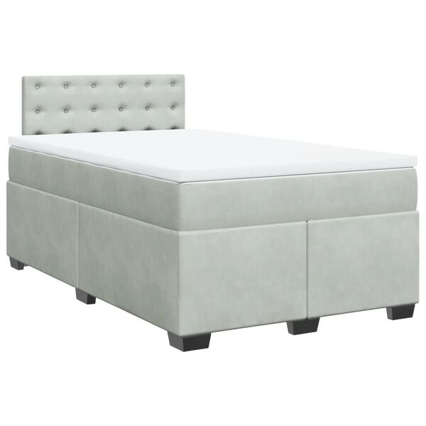 vidaXL Cama box spring con colch&oacute;n terciopelo gris claro 120x200 cm
