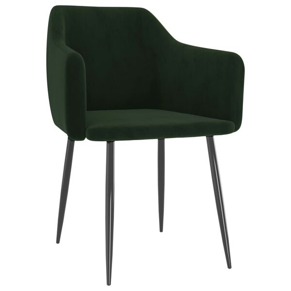 vidaXL Sillas de comedor 2 unidades terciopelo verde oscuro