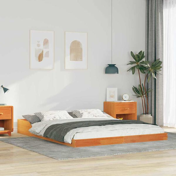 vidaXL Estructura de cama Marrón cera 160 x 220 cm
