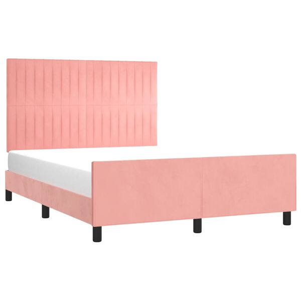 vidaXL Estructura de cama sin colch&oacute;n terciopelo rosa 140x190 cm