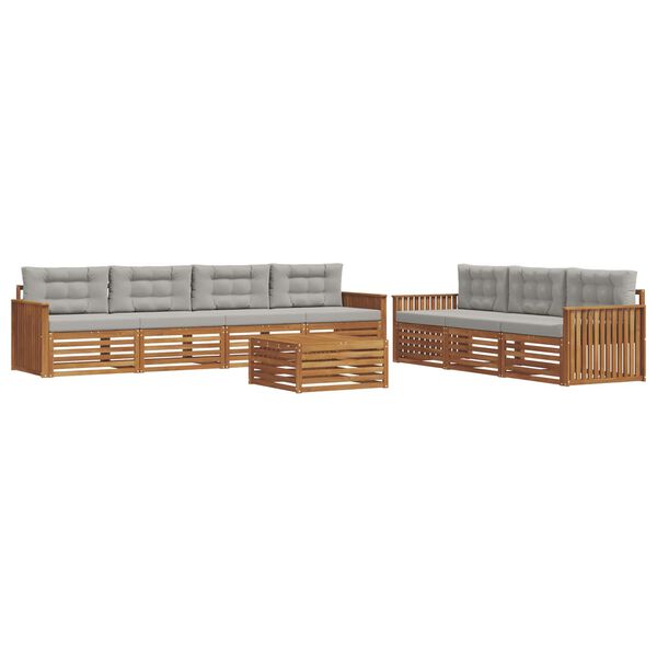 vidaXL Conjunto de sof&aacute;s de exterior 8 pcs Gris Natural y Claro
