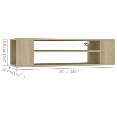 vidaXL Mueble de TV colgante contrachapada roble Sonoma 100x30x26,5 cm