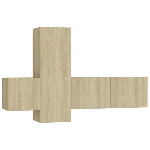 vidaXL Set de muebles sal&oacute;n TV 3 pzas madera ingenier&iacute;a roble Sonoma