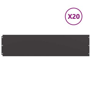 vidaXL Bordes para c&eacute;sped 20 uds acero laminado fr&iacute;o negro 25x103 cm