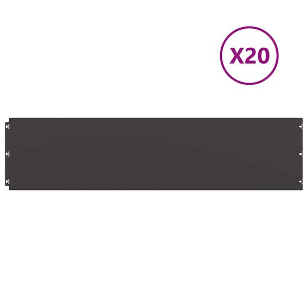 vidaXL Bordes para c&eacute;sped 20 uds acero laminado fr&iacute;o negro 25x103 cm