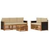 vidaXL Conjunto de sof&aacute;s de exterior 6 uds. Natural y Beige
