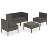 vidaXL Set de muebles de jard&iacute;n 5 pzas y cojines rat&aacute;n sint&eacute;tico gris