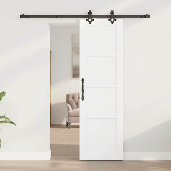 vidaXL Puerta Corredera y Negro 61 x 198,5 cm Madera de pino macizo