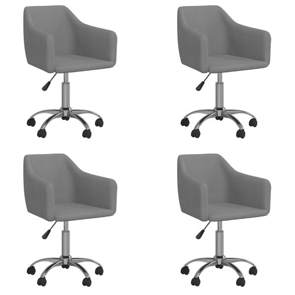 vidaXL Sillas de comedor giratorias 4 unidades tela gris claro