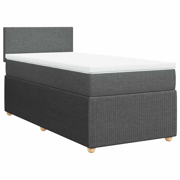 vidaXL Cama box spring con colch&oacute;n tela gris oscuro 90x200 cm
