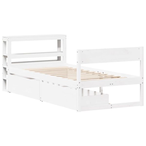 vidaXL Estructura de cama sin colch&oacute;n madera maciza blanca 90x190 cm