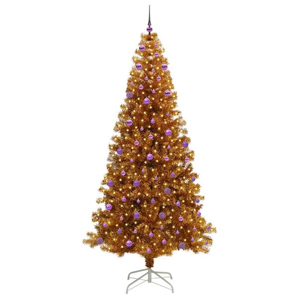 vidaXL &Aacute;rbol de Navidad con 300 LED con soporte Dorado 240 cm PET