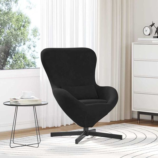 vidaXL Sill&oacute;n huevo Negro 63 x 73 x 90 cm Terciopelo