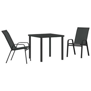 vidaXL Conjunto de Comedor de Jard&iacute;n 3 pcs Negro