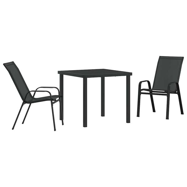 vidaXL Conjunto de Comedor de Jard&iacute;n 3 pcs Negro