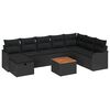 vidaXL Conjunto de sof&aacute;s de jard&iacute;n 9 uds. Negro Polirat&aacute;n