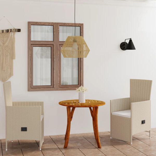 vidaXL Juego de comedor para jard&iacute;n 3 piezas beige