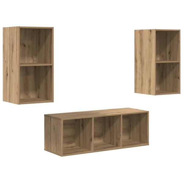 vidaXL Conjunto de mueble de TV 3 pcs Roble artesanal
