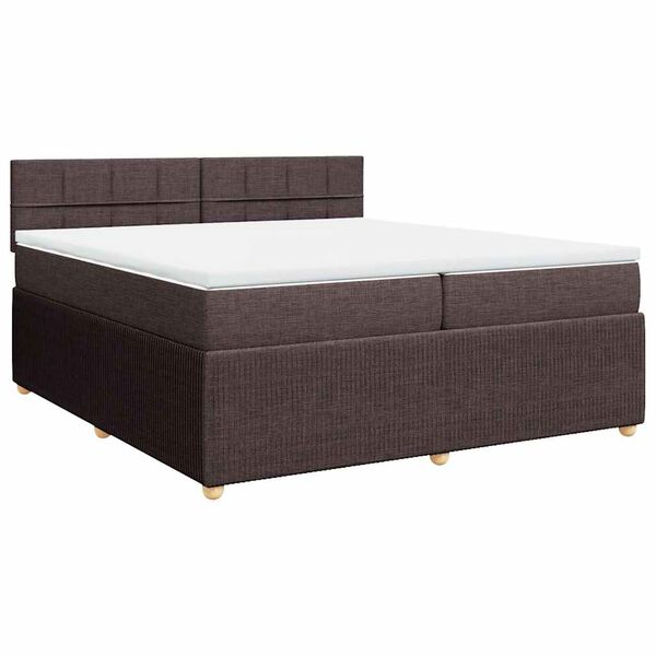 vidaXL Cama box spring con colch&oacute;n tela marr&oacute;n oscuro 200x200 cm