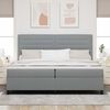 vidaXL Cama tipo Box Spring con colch&oacute;n Gris Claro 200 x 200 cm tela