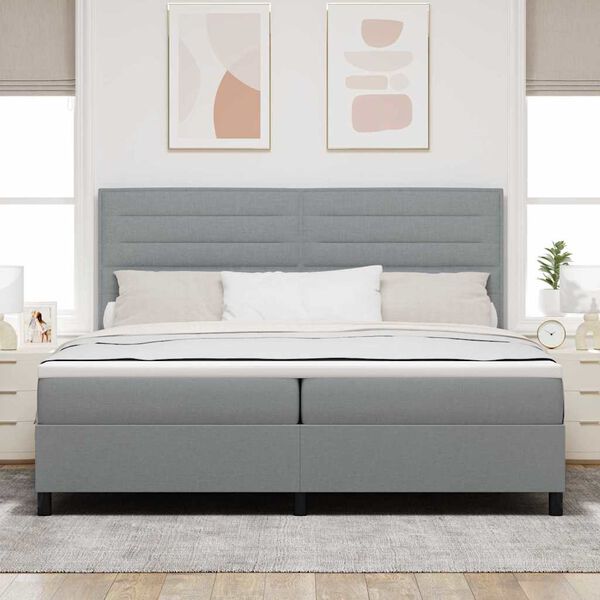 vidaXL Cama tipo Box Spring con colch&oacute;n Gris Claro 200 x 200 cm tela