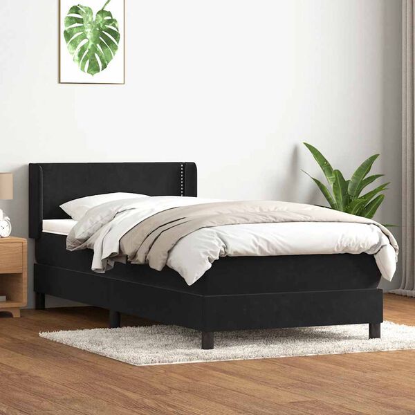 vidaXL Cama box spring con colch&oacute;n cuero sint&eacute;tico negro 90x210 cm