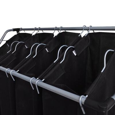 Clasificador de lavandería con 4 bolsas de color gris negro