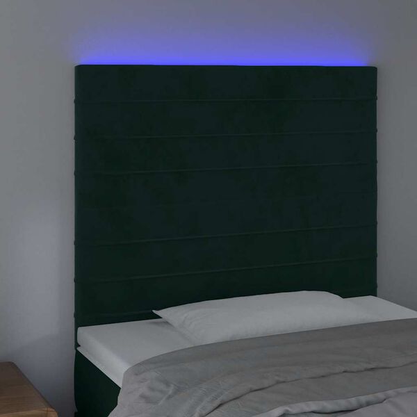 vidaXL Cabecero con luces LED terciopelo verde oscuro 100x5x118/128 cm