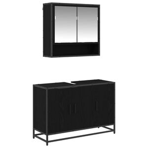 vidaXL Juego de muebles de ba&ntilde;o 2 pcs Roble Negro Madera contrachapada