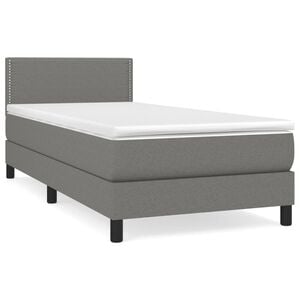 vidaXL Cama box spring con colch&oacute;n tela gris oscuro 100x200 cm