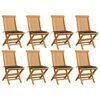vidaXL Sillas plegables con cojines color topo, 8 unidades, madera maciza de teca.