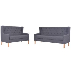 vidaXL Conjunto de sof&aacute;s 2 piezas tela gris