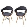 vidaXL Sillas de comedor 2 unidades madera curvada y tela gris oscuro