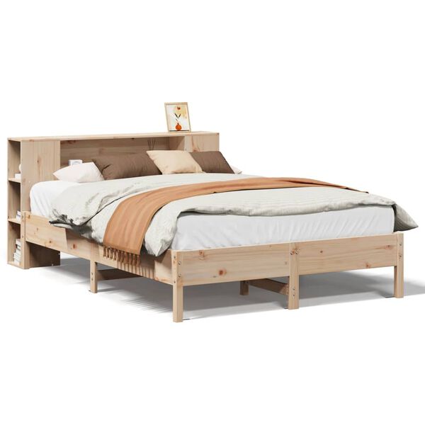 vidaXL Cama con estantería sin colchón madera maciza de pino 120x200cm