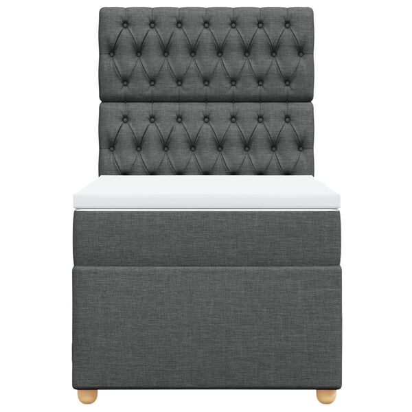 vidaXL Cama box spring con colch&oacute;n tela gris oscuro 100x200 cm