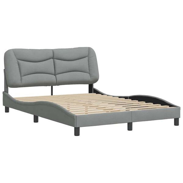vidaXL Estructura de cama sin colch&oacute;n Hvar tela gris claro 140x190 cm