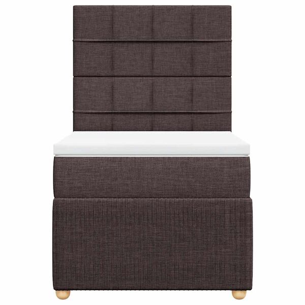 vidaXL Cama box spring con colch&oacute;n tela marr&oacute;n oscuro 80x200 cm