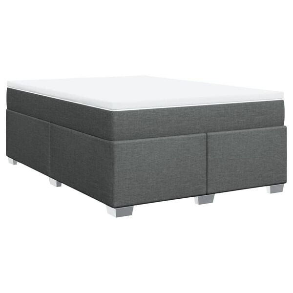 vidaXL Cama box spring con colch&oacute;n tela gris oscuro 140x200 cm