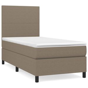 vidaXL Cama box spring con colch&oacute;n tela gris taupe 90x200 cm