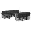 vidaXL Conjunto de sof&aacute;s de exterior 9 uds. Negro y Gris oscuro
