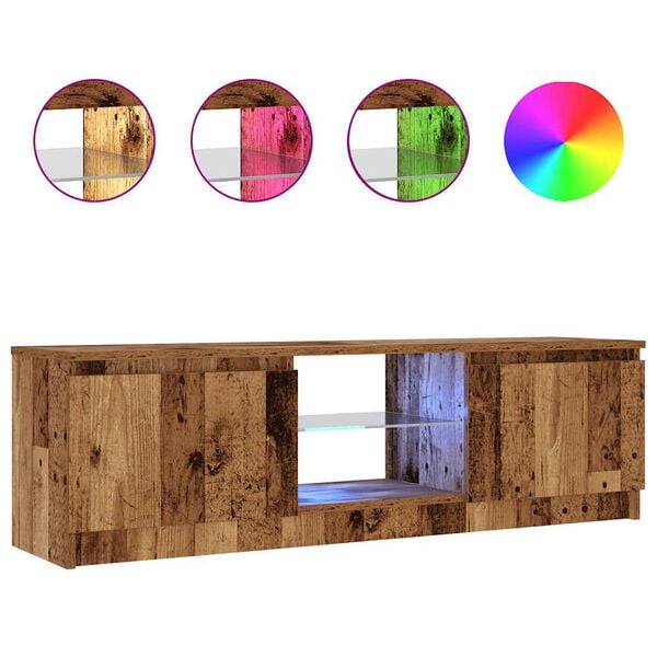 vidaXL Mueble TV luces LED madera ingeniería envejecida 120x30x36 cm