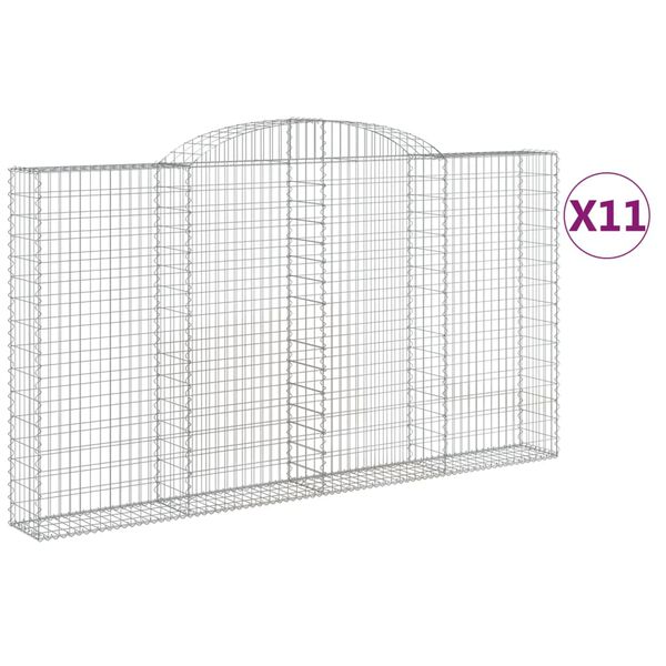 vidaXL Cestas de gaviones 11 uds forma de arco hierro 300x30x160/180cm