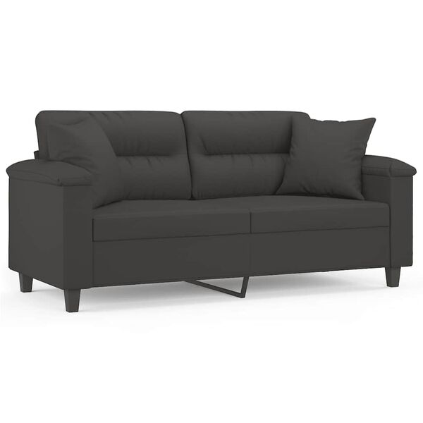 vidaXL Sof&aacute; 2 plazas almohadas y cojines microfibra gris oscuro 140 cm