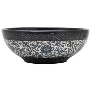 vidaXL Lavabo sobre encimera redondo cer&aacute;mica negro y azul &Phi;41x14 cm