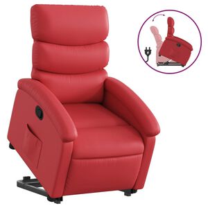 vidaXL Sill&oacute;n reclinable elevable cuero artificial rojo